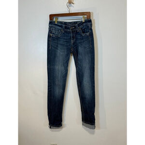 Women's Miss Me Blue Jeans Size 28 with White Stitching